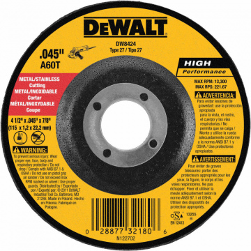 Disco Corte Concavo 4 1/2"X0.45X7/8" DW8424 Dewalt