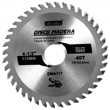 Disco Sierra P/Madera 4 1/2" X 40 Dientes Uyustools